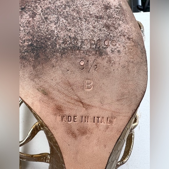 Kate Spade gold strappy wedge sandals snakeskin pattern sz 9.5B party preppy - Picture 7 of 11